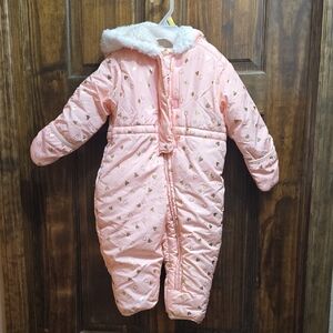 Girls Pink Snow Suit. 9 To 12 Months